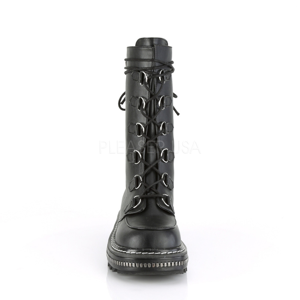 Gothic Zipper Platform Punk Lace Up Mid Calf Boots - Picture 2 of 13